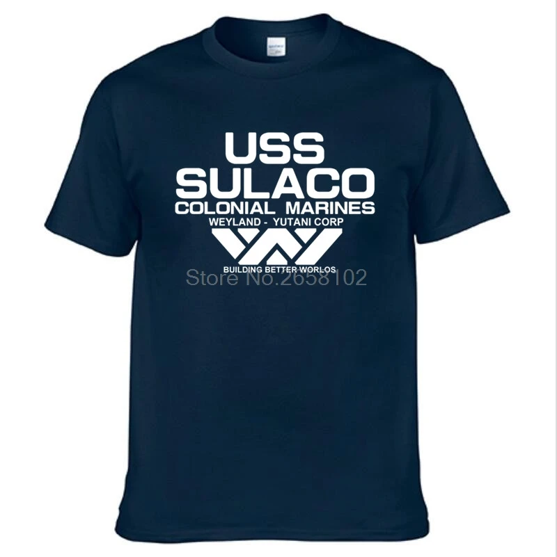 Mados USCSS Nostromo T-Shirt Svetimų USS Sulaco Colonial Marines Užsieniečių Išjungti Pasaulio trumpomis Rankovėmis Marškinėlius Vyrų Medvilnės O Kaklo Tees