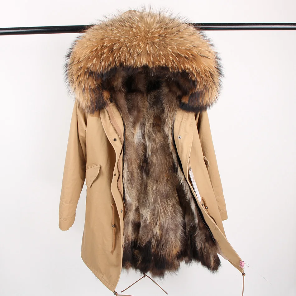 Maomaokong 2020Real Lapės Kailiniai Striukės Paltai moterims žiemos fox fur coat Parkas Natūralaus Kailio Įdėklas Ilgai Parko