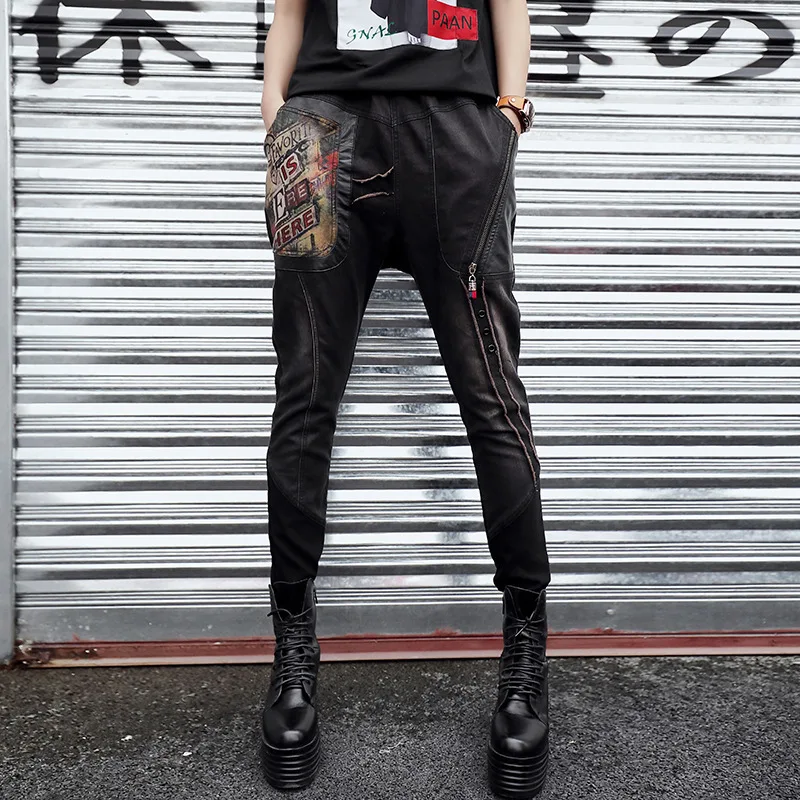 Max LuLu Rudenį 2018 Mados korėjos Stiliaus Ponios Punk Kryžiaus Kelnės, Moteriški 3d Atspausdintas Mama Džinsai, Juodos spalvos Push Up Moteris Džinsinio audinio Kelnės
