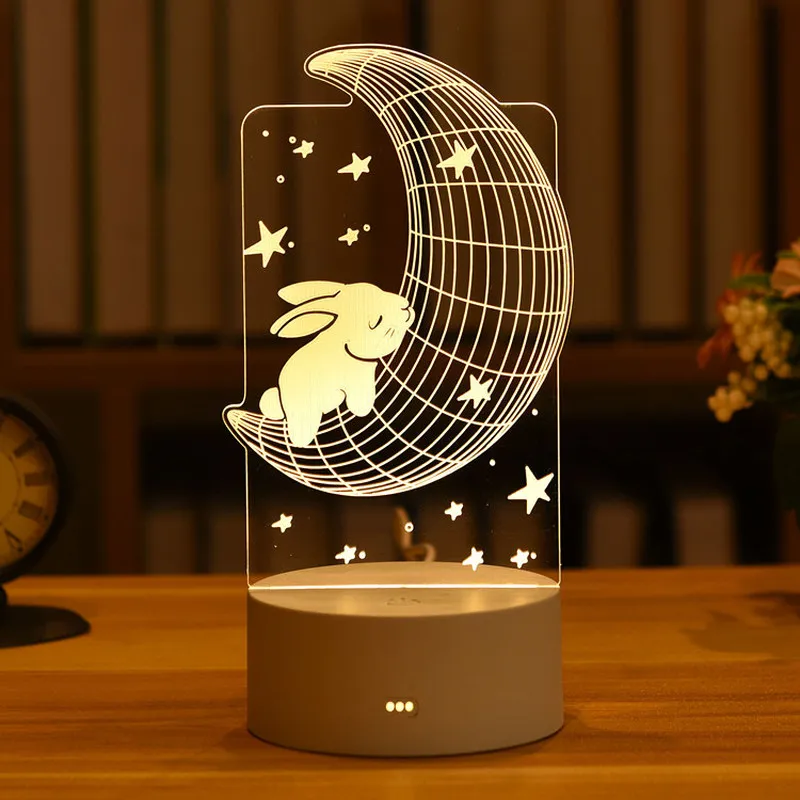 Meilė 3D Lempos Akrilo LED Nakties Šviesos Vestuvių Dekoravimo, Kūdikių Dušas Gimtadienio Triušis Velykų Apdailos Valentino Diena Dovana