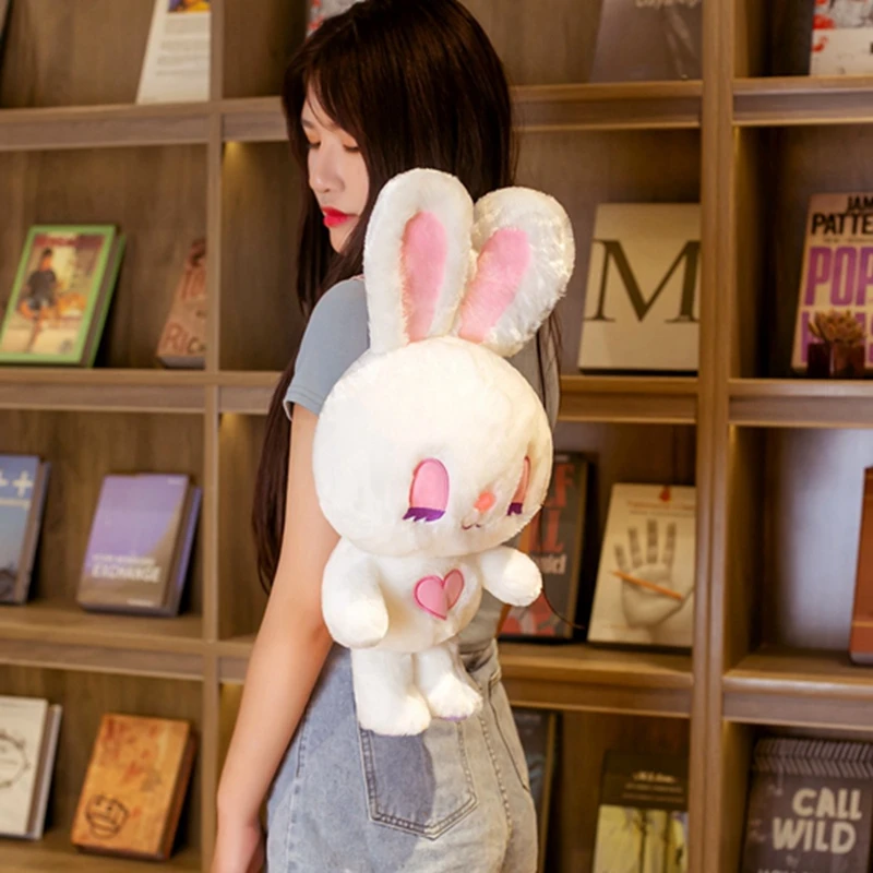 Mielas Pink, White Rabbit Pliušinis Kuprinė Iškamšos Ilgas Ausis Bunny Girl Mokyklos Maišą Apkabinti Žaislas Vaikams, Gimtadienio, Kalėdų Dovana