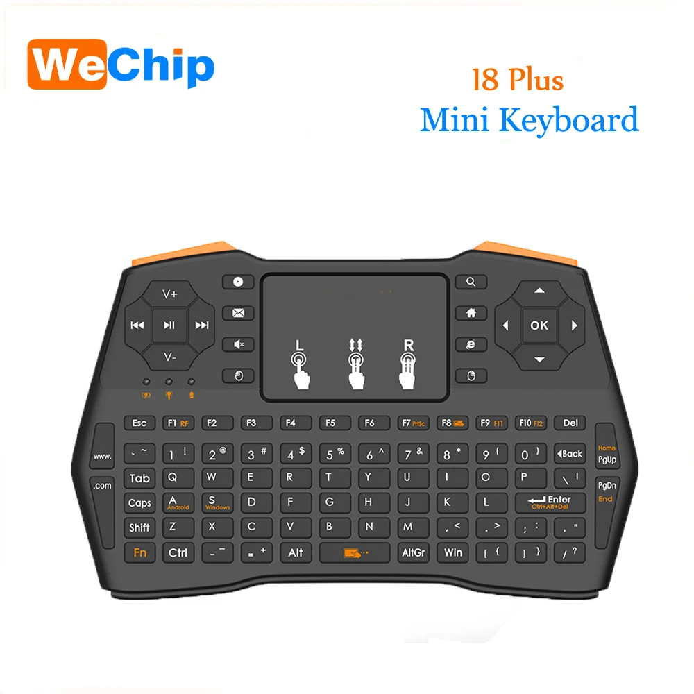 Mini I8 plius Klaviatūra 2.4 G Bevielio Oro Pelės Apšvietimą Touchpad Nuotolinio valdymo pultelis, anglų ar rusų Ar Ispanijoje Standartinė Klaviatūra