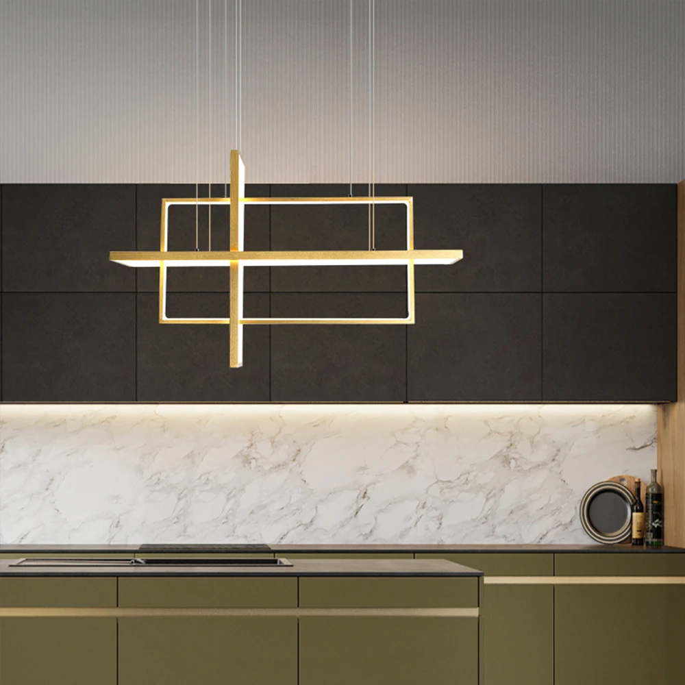 Minimalistinė Prabanga Dizaino Black Gold, Baltas LED šviesos srautą galima reguliuoti Stačiakampio Liustra, Miegamojo Gyvenimo Valgomasis Loft Namų Šiaurės Deco