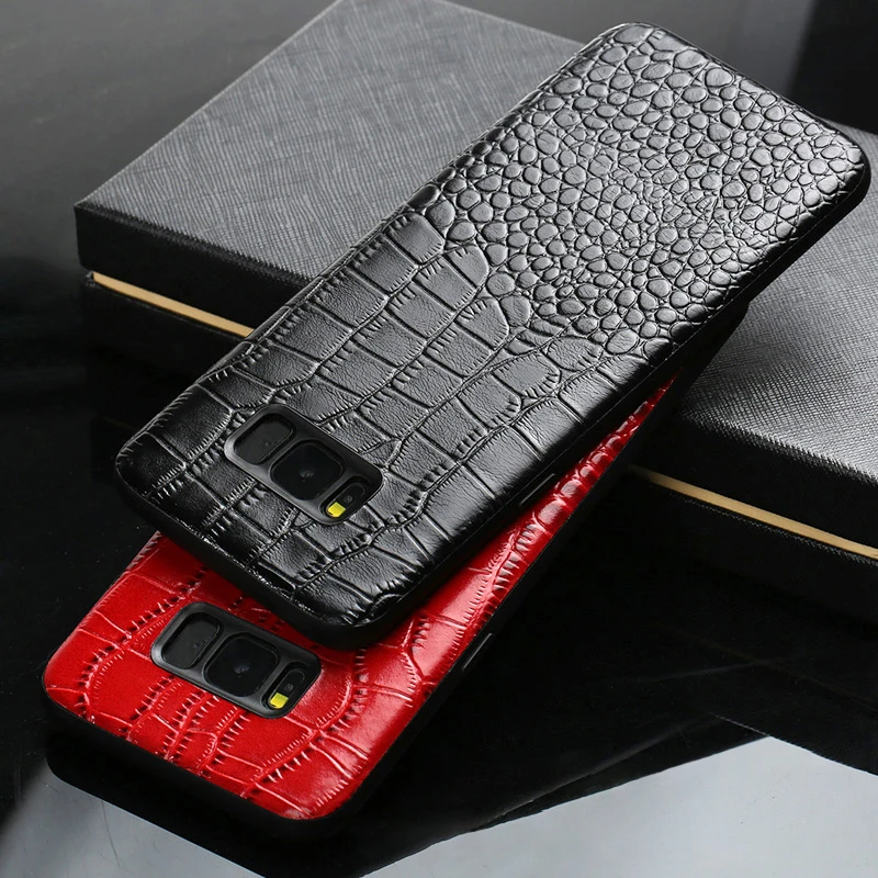 Mobiliojo telefono dėklas Samsung S8 krokodilo odos aukštyn ir žemyn, tekstūra, skirtus Samsung Note 8 9 S9 S10 A5 7 8 j5 6 telefono galinį dangtelį