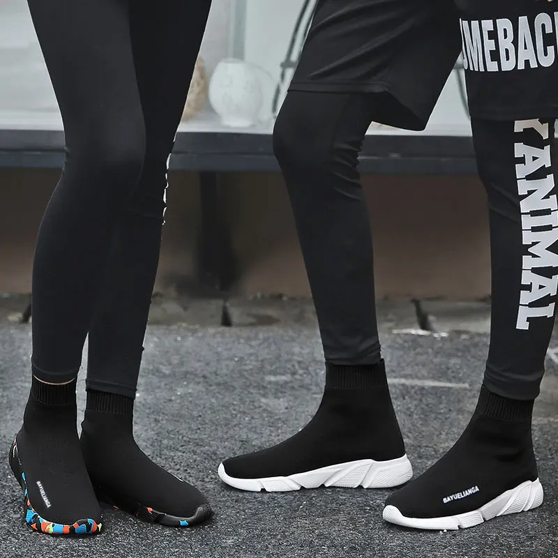 Moterų Sportbačiai Juodos Kojinės Batai Batai Storio Apačioje Kvėpuojantis Unisex Laisvalaikio Bateliai Zapatillas Mujer Trumpas Pliušinis Vaikščiojimo Batai