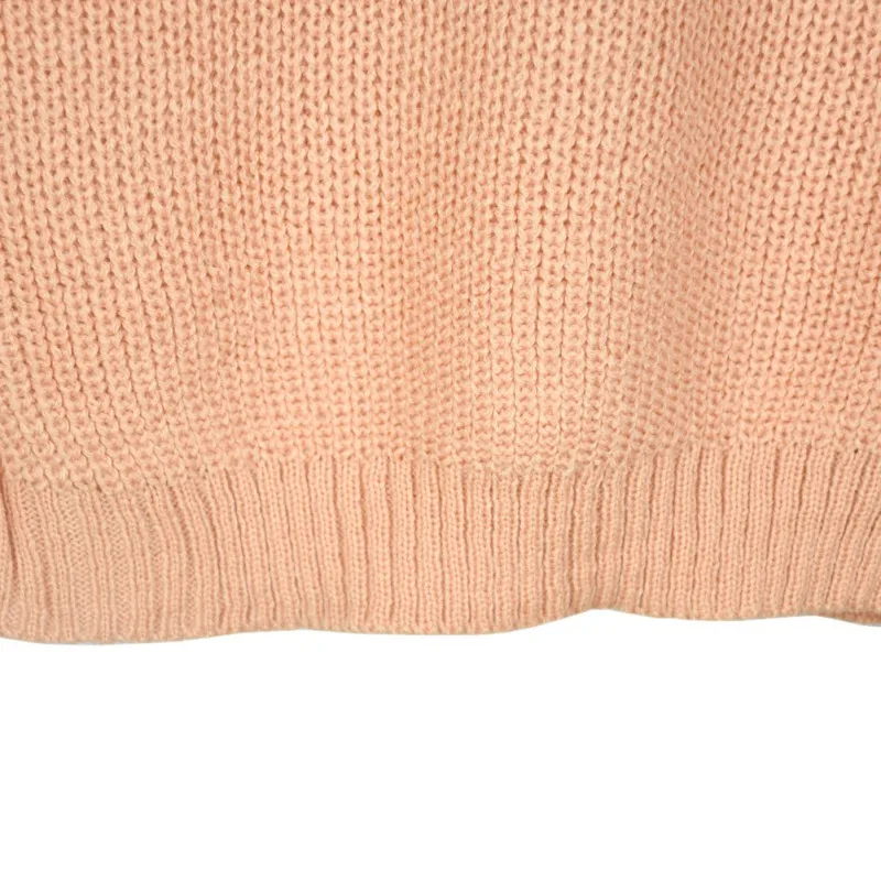 Moterų Vaikai Derliaus Ilgomis Rankovėmis Megzti Megztinis Ponios Orange Turlteneck Megztinis Dryžuotas Off Peties Megztinis