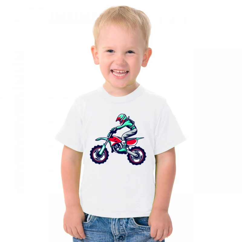 Motociklų Motokroso Marškinėlius Vaikų Berniukų Kietas Animacinių Filmų Spausdinti Mergaičių T Marškinėliai Kūdikių Marškinėliai Vasaros Streewear Mergina Paauglių Drabužių