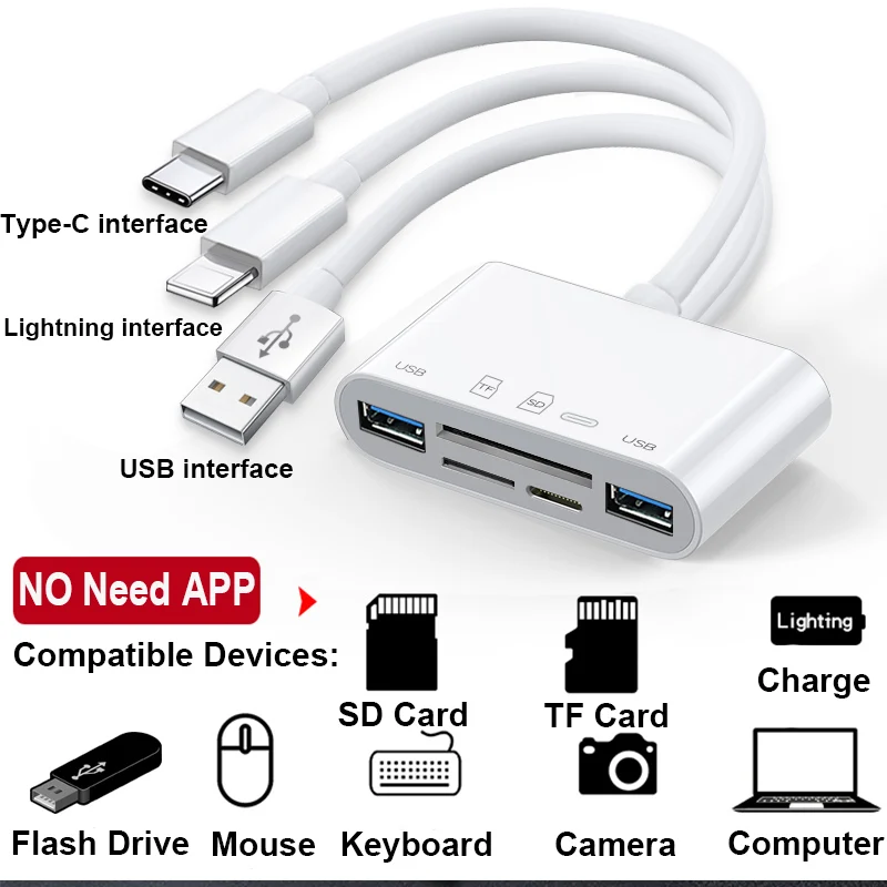 Multi USB OTG Adapterio Kortelių Skaitytuvas Žaibas į Fotoaparato SD TF U-Disko IOS13 Adapteris, skirtas 