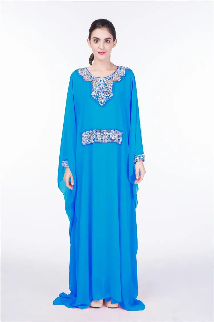 Musulmonų Arabų Šifono Suknelė Kaftan Maxi Skraiste Suknelė Moterims Siuvinėjimo Ilgomis Rankovėmis Turkijos Suknelė Dubajus Maroko Abaja Islamo Apranga
