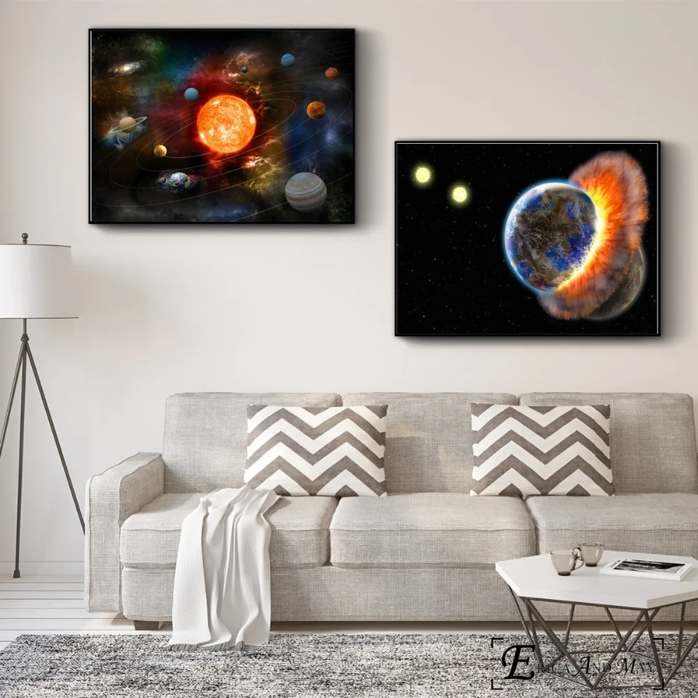 Mūsų Saulės Sistema, 3D Meno Tapybos Drobės Plakatai Ir Spausdina Sienos Nuotraukas Kambarį Abstrakčiai Dekoratyvinis Namų Dekoro Plakat