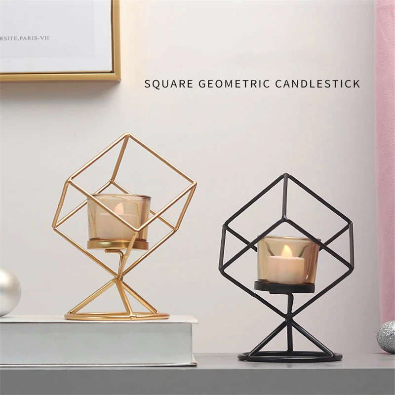 Namo šiaurės stiliaus aukso geometrijos žvakidė kambarį darbastalio apdaila romantiška accessori casa žvakidė metaliniai baldai