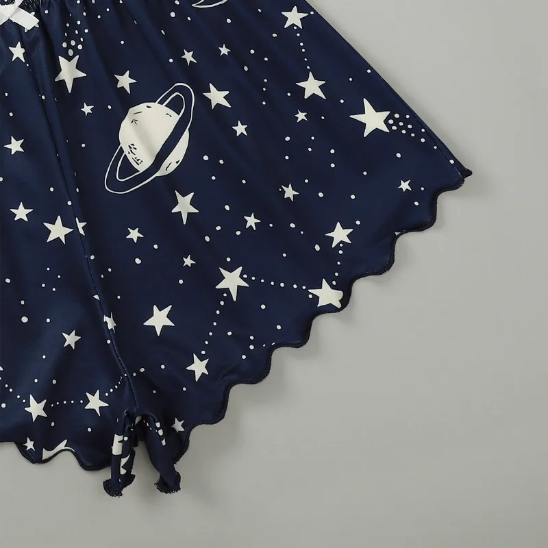 Namų Kostiumas Moterims, Planetos ir Žvaigždės Spausdinti Sleepwear Seksualus naktiniai drabužiai Naujųjų Metų Pijamas Femme Kawaii Pižamos