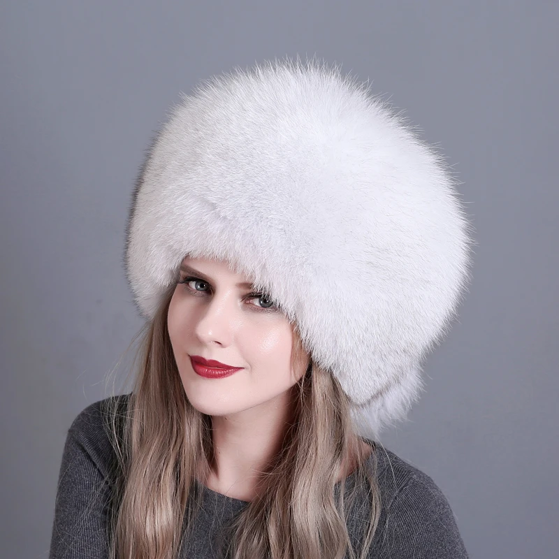 Natūralaus Lapės Kailio Kepurę Žiemą Moterys Kailio Kepurę Silver Fox Fur Aukštos Kokybės, Prabangos Baltosios Lapės Kailio Kepurę šiltas galvos Apdangalai nemokamas pristatymas