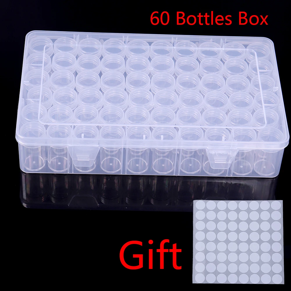 Naujas 60 Butelių Box Skaidri Konteinerių Atveju Diamond Tapyba Priedai Diamond Siuvinėjimas Karoliukais Talpinimo Organizatorius Įrankiai