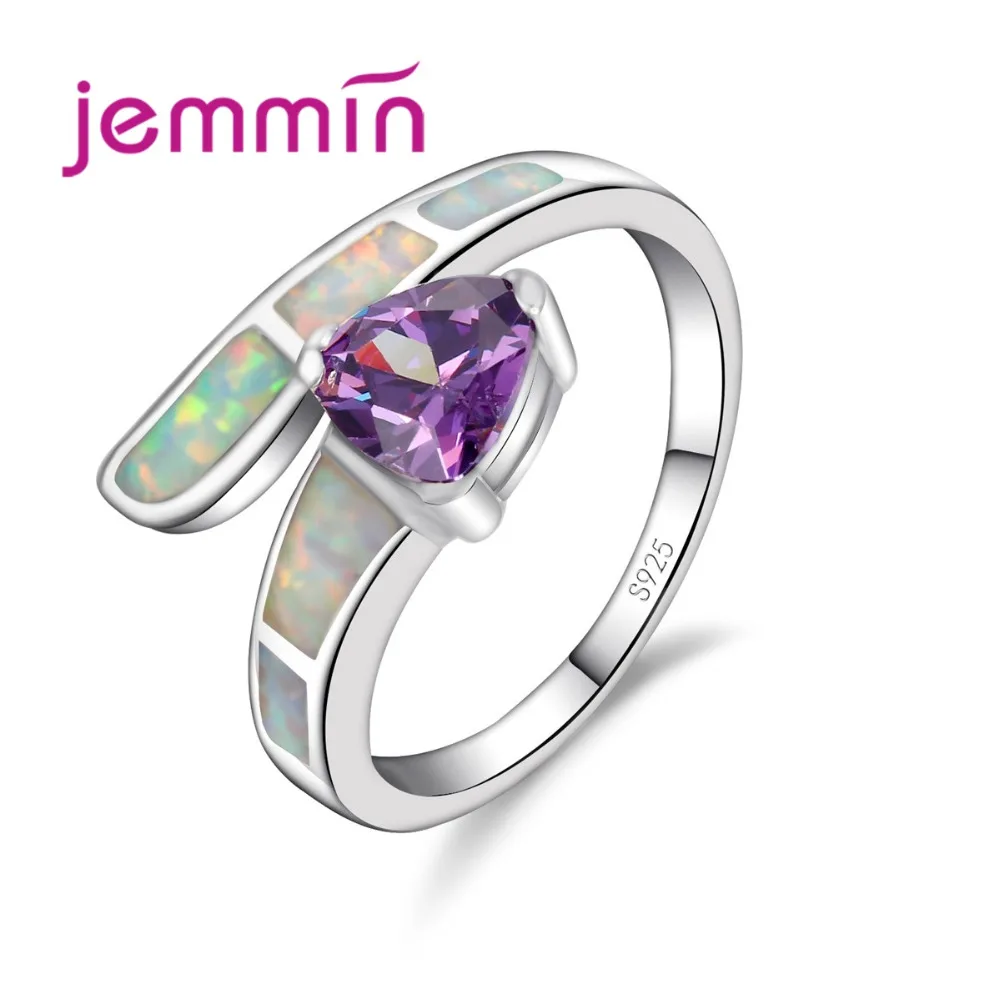 Naujas Atvykimo Nereguliarus Ugnies Opalas Žiedas su Violetine Aišku, AAA CZ Kristalų Bauda 925 Sterlingas Sidabro Juvelyriniai dirbiniai Moterų Piršto Žiedą
