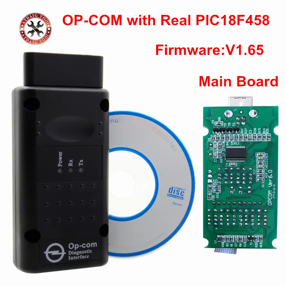 Naujausia Versija, OP COM V1.65 PIC18F458 Chip Diagnostikos Įrankis OpCom Gali Autobusų Diagnostikos Įrankis, skirtas bmw OBD2 OBDII Scanner Tool