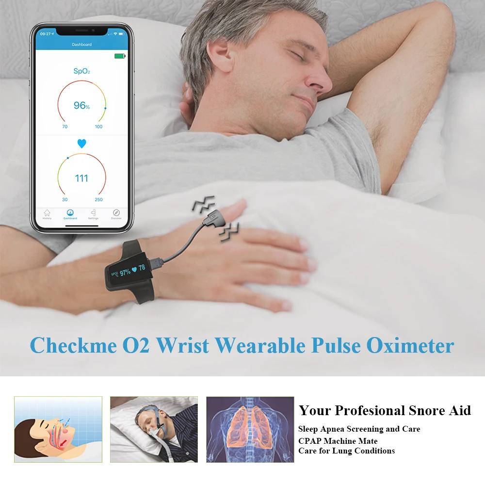 Nešiojami Pulse Oximeter su Vibracijos Perspėjimo Miego Apnėja LOPL Snore APP PC Ataskaita Mate iš CPAP Mašinos Viatom Checkme O2