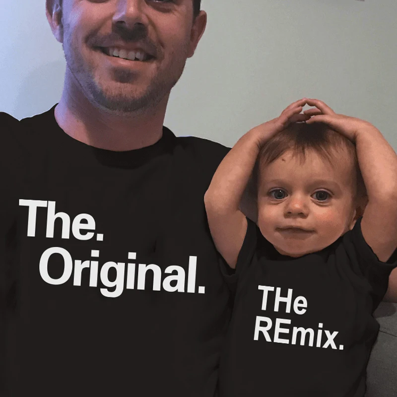ORIGINALUS ir Remix Medvilnės šeimos derinti drabužius, Komplektai, tėvas, Sūnus Vaikai berniuko, T-Shirt friend Bodysuit Tshirs