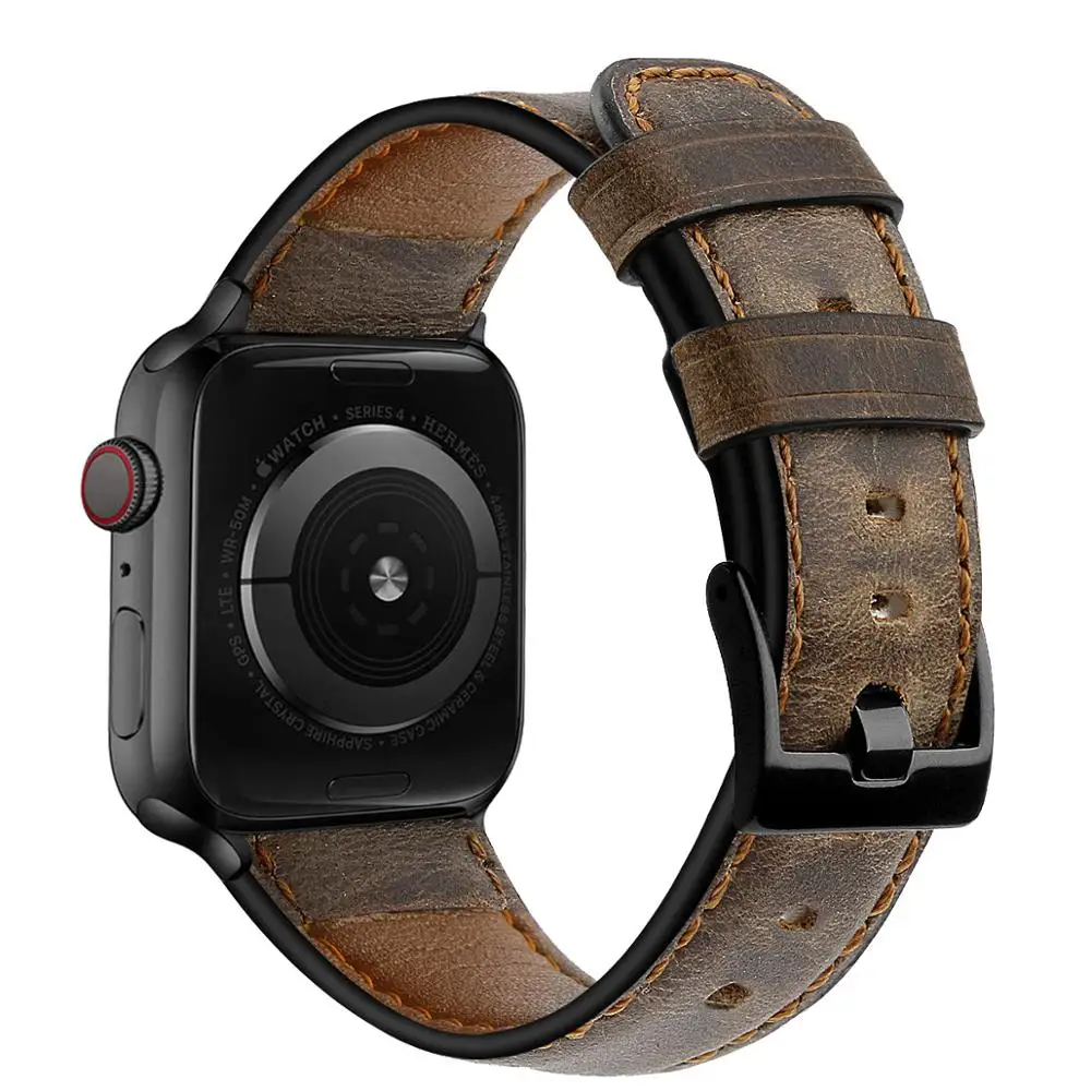 Odinis Dirželis, Apple watch band 44mm 40mm 38mm 42 mm Retro natūralios Odos watchband apyrankę iWatch series 5 4 3 se 6 grupė