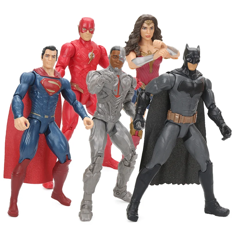 Originalus Komiksų Žaislai Teisingumo Lyga Įdomu Moteris Flash Betmenas, Supermenas Cyborg PVC Veiksmų Skaičius, Žaislų Kolekcijos Modelis Lėlės