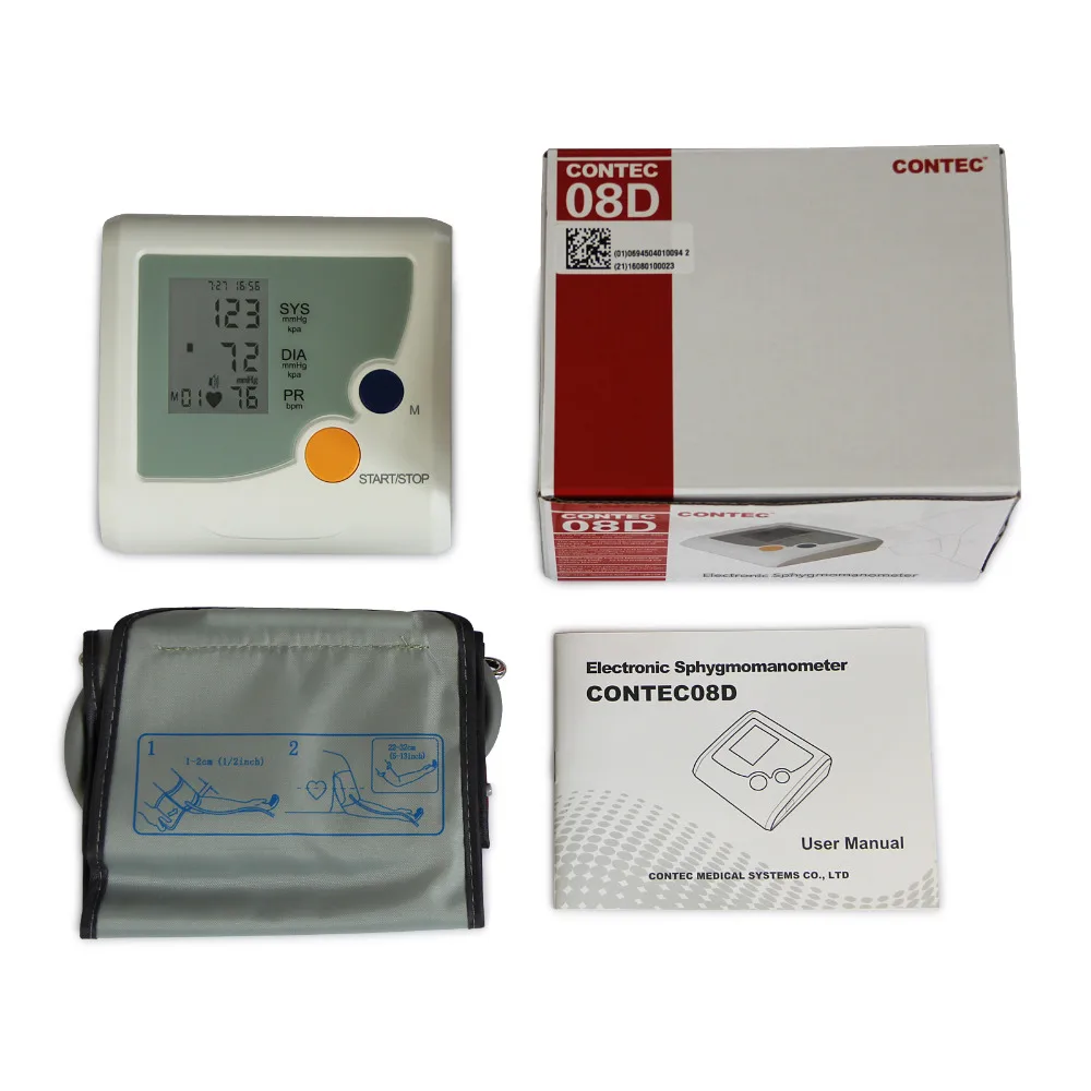 Paaukštintas,Skaitmeninė Kraujo Spaudimo Monitorius Širdies Ritmas Impulsų dažnis NIBP Metrų LCD CONTEC08D+SP02 CONTEC