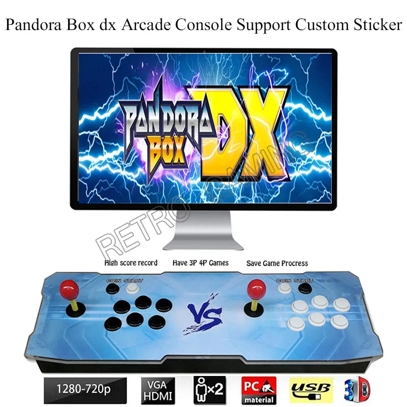 Pandora Box DX 3000 1 arcade konsolė 2/4 Žaidėjų Gamepad Kreiptuką Valdytojas Vaizdo WIFI Internetu Atsisiųsti Žaidimus savo Užsakymą Lipdukas