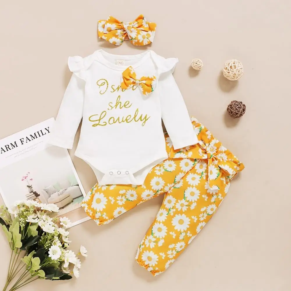 PatPat 2020 Naują Pavasario ir Rudens Baby Girl Atsitiktinis Gėlių Rinkiniai Bbay Mergina Drabužių Rinkiniai