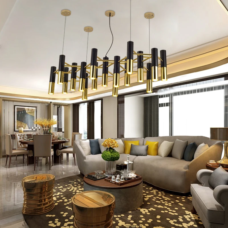 Postmodernios Prabanga Golden Black Pritemdomi Liustra Aliuminio G9 Lubų Hanglamp Led Valgomasis Gyvenamasis kambarys Pakabos Rungtynių