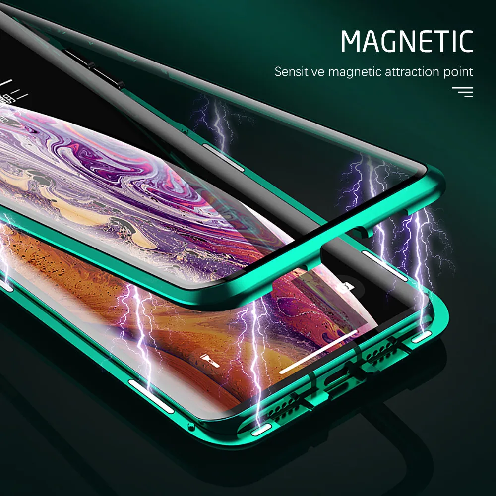 Prabangus dvipusis stiklo, Metalo Magnetinių Atveju iPhone 12 Pro MAX Telefono Padengti 360 Visas Apsaugos shell iphone12 12promax
