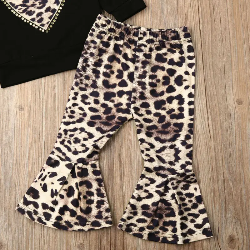 Pudcoco JAV Mados Bamblys Vaikas Baby Girl Leopard Drabužių Nustatyti Rudenį Long Sleeve T-shirt Megztinis Kelnės Apranga Nustatyti Tracksuit