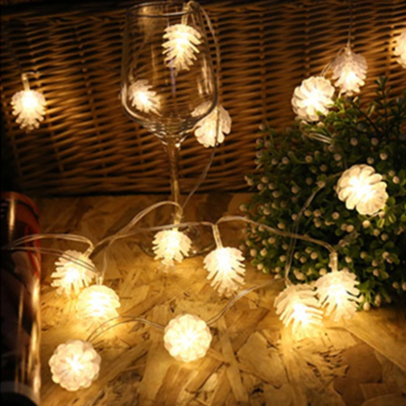 Pušies kankorėžis LED Šviesos 3M 6M 10M ES Plug Kalėdų Pasakos Šviesos Girliandomis Už Vestuves naujieji Metai 's Apdaila