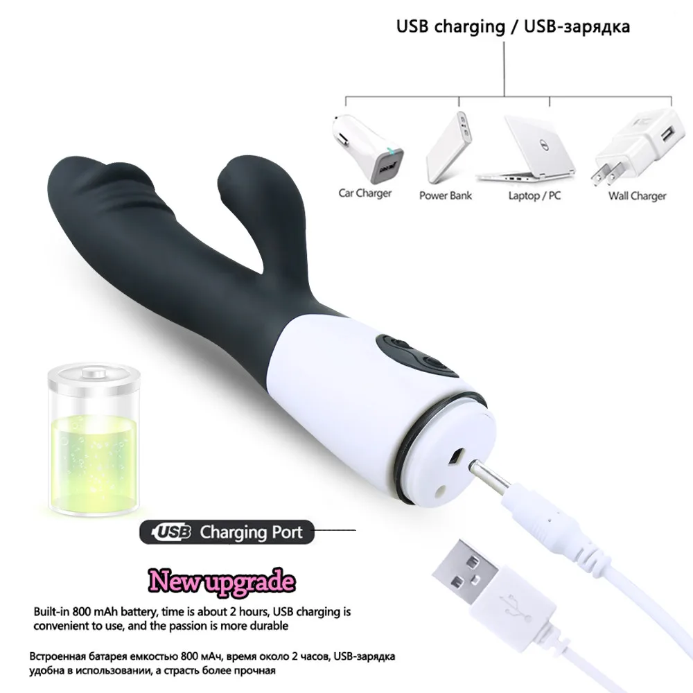 Rabbit Vibratorius, 10 Vibracijos Greitis Dildo Moterų USB Mokestis Moterų Masturbator Dual Motor G Spot Klitorio Massager Sekso Žaislai