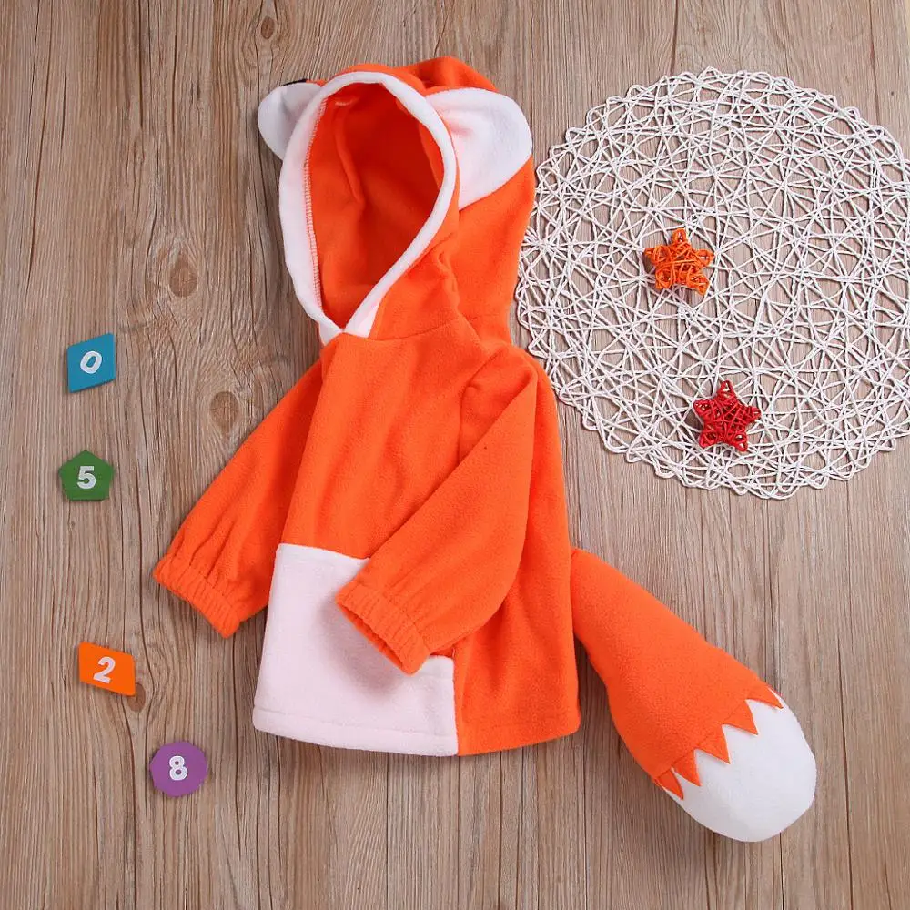 R&Z vaikų megztinis 2019 m. pavasarį ir rudenį naujų vaikų drabužiai berniukams ir mergaitėms, oranžinė ilgomis rankovėmis su gobtuvu animacinių filmų fox viršų