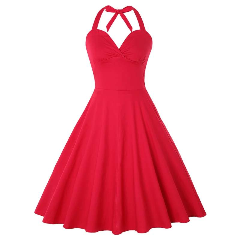 Raudona Derliaus Seksualus Apynasrio Šalis Suknelė Moterims Vasaros Pin Up Medvilnės Hepburn Stiliaus Didelis Sūpynės, Rockabilly Suknelės Plus Size Vestidos 4XL