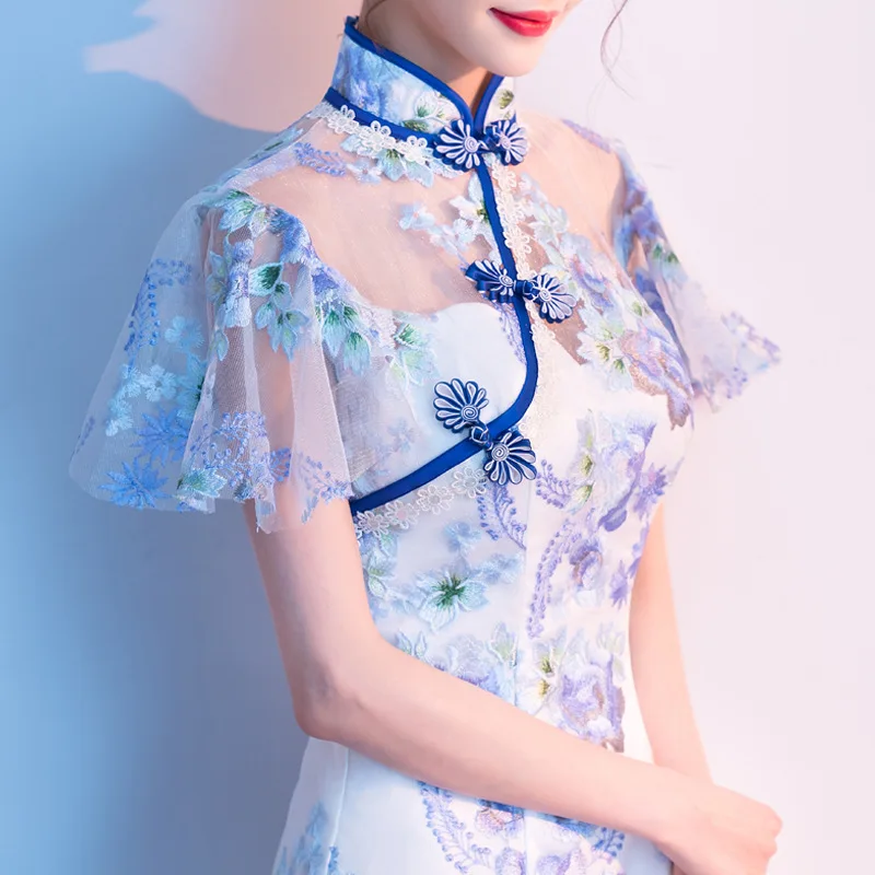 Rausvos spalvos, Saldus, Negabaritinių 3XL Vestidso Lady Cheongsam Naujovė Prom Šalis Suknelės Suknelė Kinų Stiliaus Elegantiškas Nėrinių Qipao S-190521-21