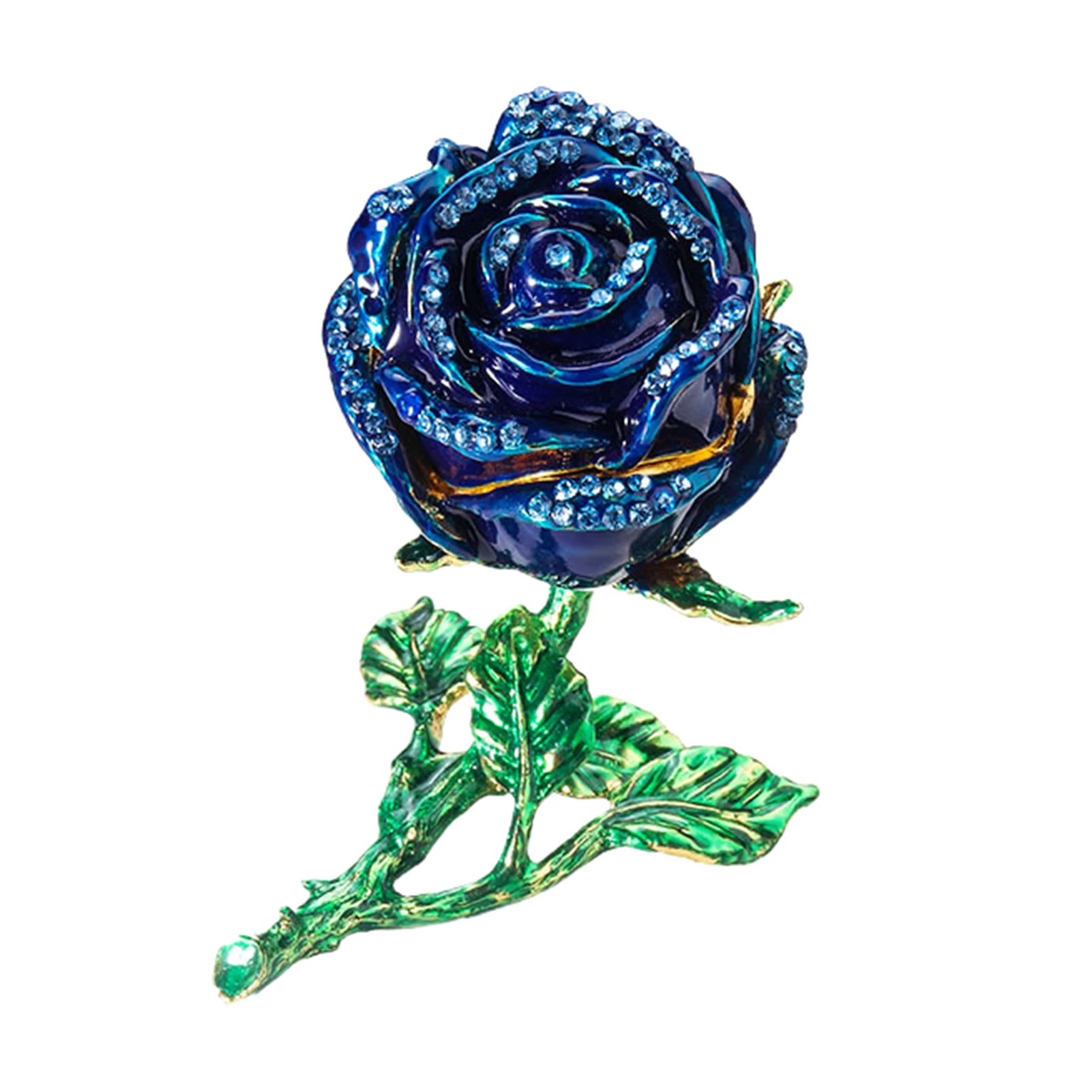 Rose kalnų krištolas Inkrustacijos Papuošalų Dėžutė 3D Lydinio Rožių Gėlių Modeliavimas Rožių Žiedų Papuošalų Dėžutė Žiedą, Karoliai Pakabukas Saugojimo Bylos