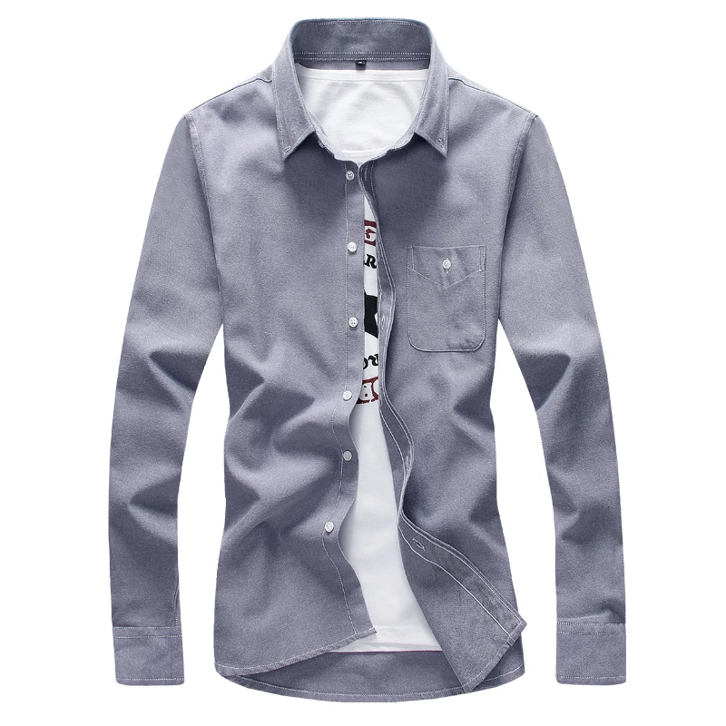 Rudens mados vyriški Oksfordo Tekstilės vientisos spalvos marškinėliai, tendencija Slim verslo atsitiktinis įrankiai marškinių dydį, long sleeve top S-5XL