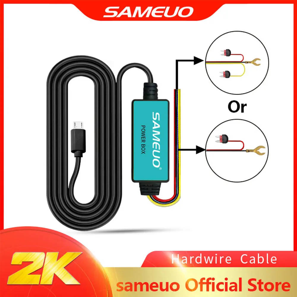 SAMEUO 12V Micro USB Automobilinis Įkroviklis, 3.5 M, Automobilių DVR Brūkšnys Cam Dashcam Automobilių Kameros Įkrovimo Kabelis