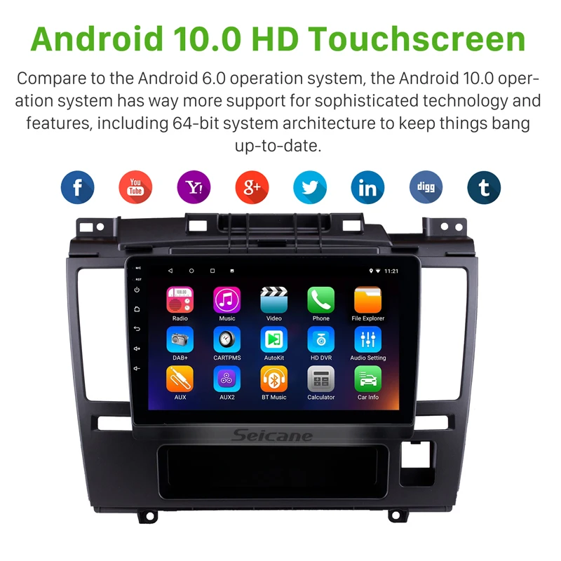 Seicane Android 10.0 už 2005-2010 m. Nissan Tiida 9 colių HD Touch Ekranas, GPS Navigacija, Radijas, Bluetooth, 3G, Wi-fi, Skaitmeninis TV SWC