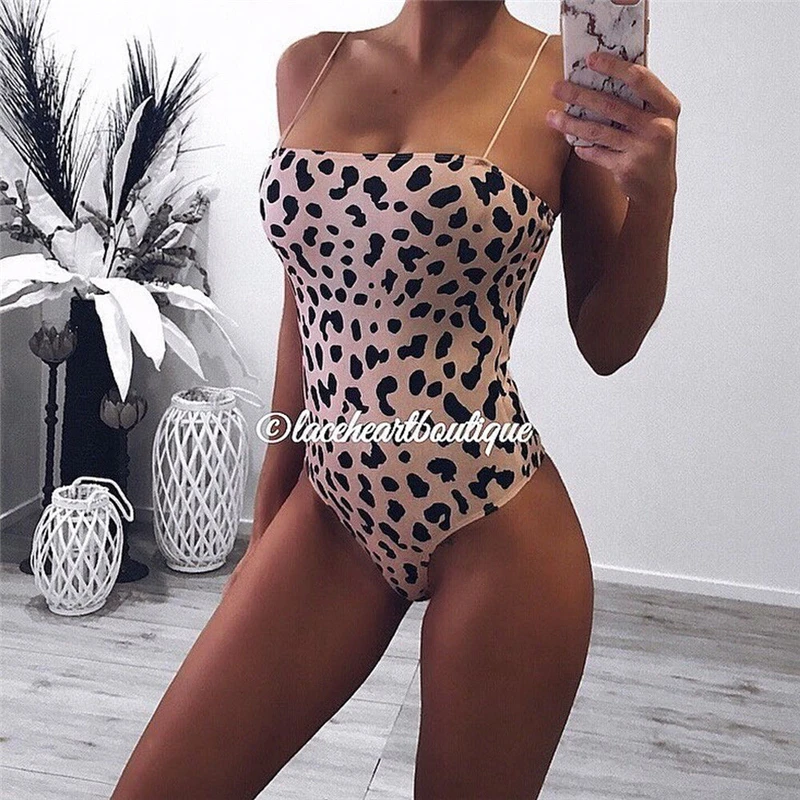 Seksualus Moteriški leopardas spausdinti maudymosi kostiumėlį ir Snakeskin Swinwear Camisole Rankovių Bikini Paplūdimio Thong Maudymosi Kostiumą, Bodysuit