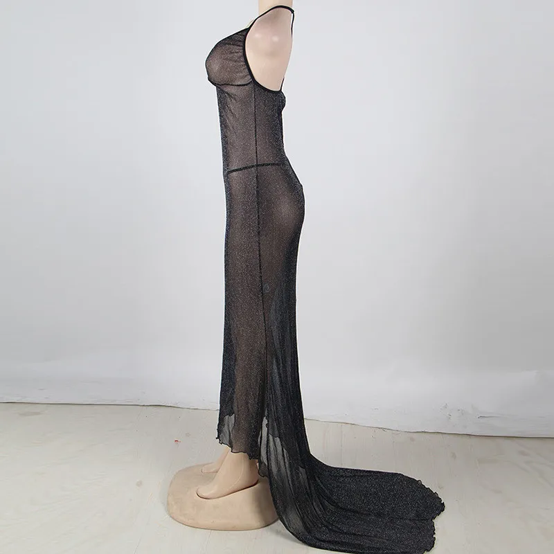 Seksualus Perspektyvos Moterų Nightgowns Juoda Flash Akių Apynasrio V Kaklo Maxi Sleepwear Lady Ilgai, Naktiniai Drabužiai Perspektyvos Naktį Suknelė