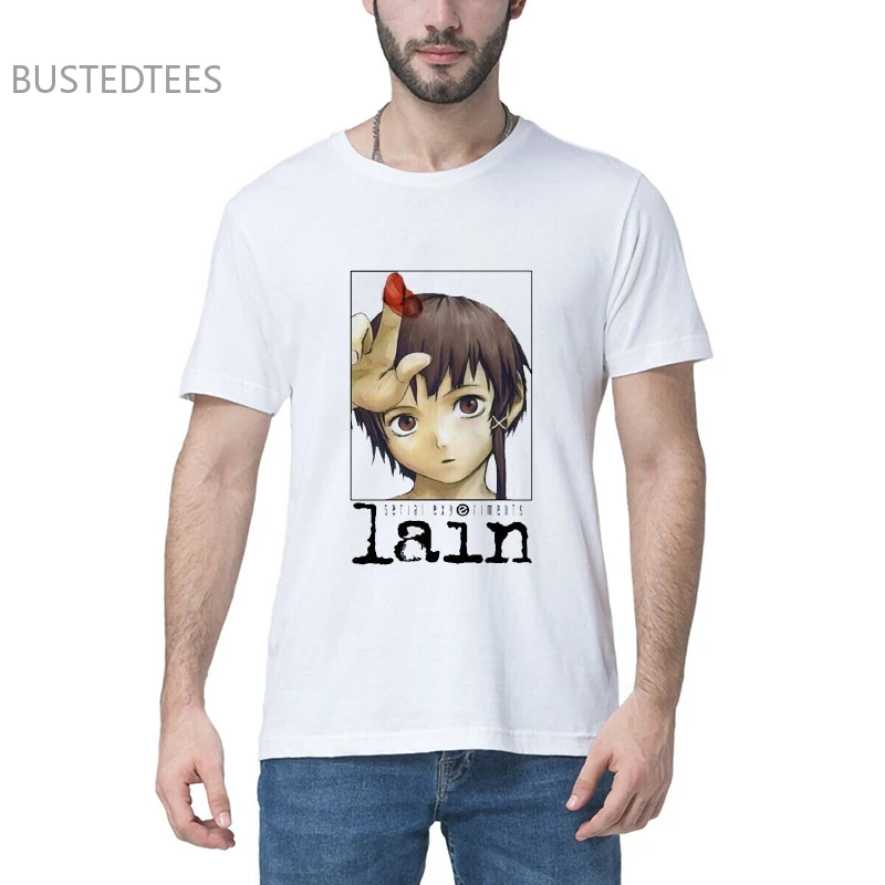 Serijos Eksperimentų Lain Marškinėliai Anime Mokslo Derliaus Cool T-marškinėliai Vyrams, Juokinga Spausdinti Mados Streetwear Viršūnes Harajuku Atsitiktinis Viršūnės