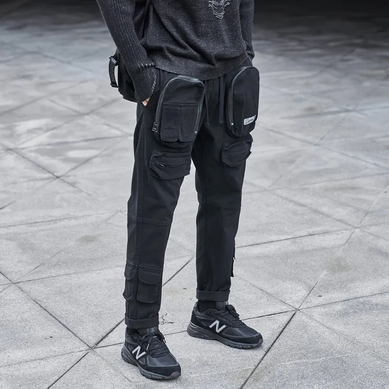 SingleRoad Mens Krovinių Kelnės Vyrams Mados 2020 Šoninių Kišenių Poilsiu Hip-Hop Harajuku Japonijos Streetwear Kelnės Juodos Kelnės Vyrams