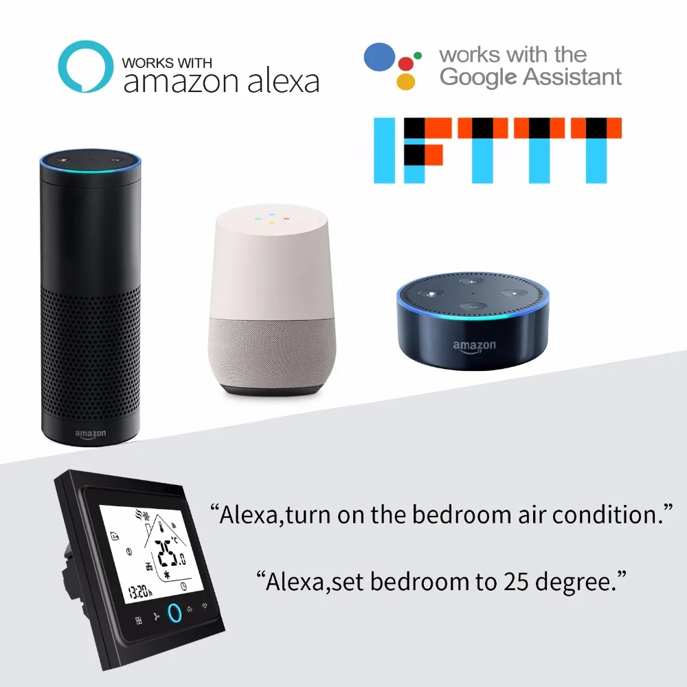 Smart Termostatas WiFi Temperatūros Reguliatorius Smart Gyvenimo APP Nuotolinio Valdymo Elektros Šildymo Darbai pagal Alexa 