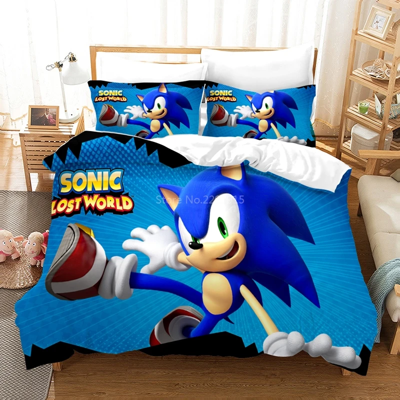 Sonic The Hedgehog Karalius Dydžio Patalynės Komplektas Antklode Padengti Užvalkalai Patalyne, Lova, Patalynė Vaikams, Suaugusiems, Twin Visą Karalienė King Size