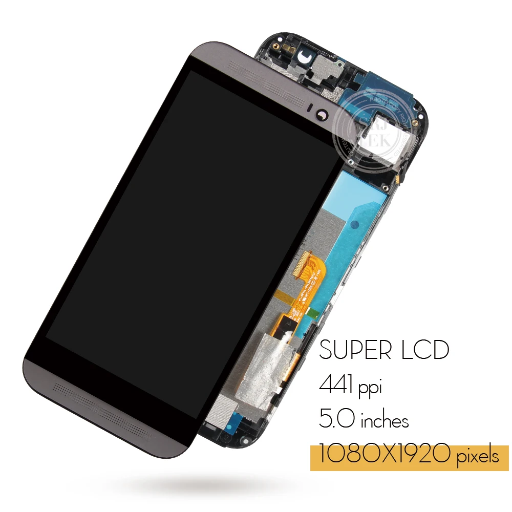 Srjtek HTC One M8 Ekranas LCD Touch skaitmeninis keitiklis Daviklis Stiklas su karkasu montavimas HTC M8 Ekrano Single/Dual SIM