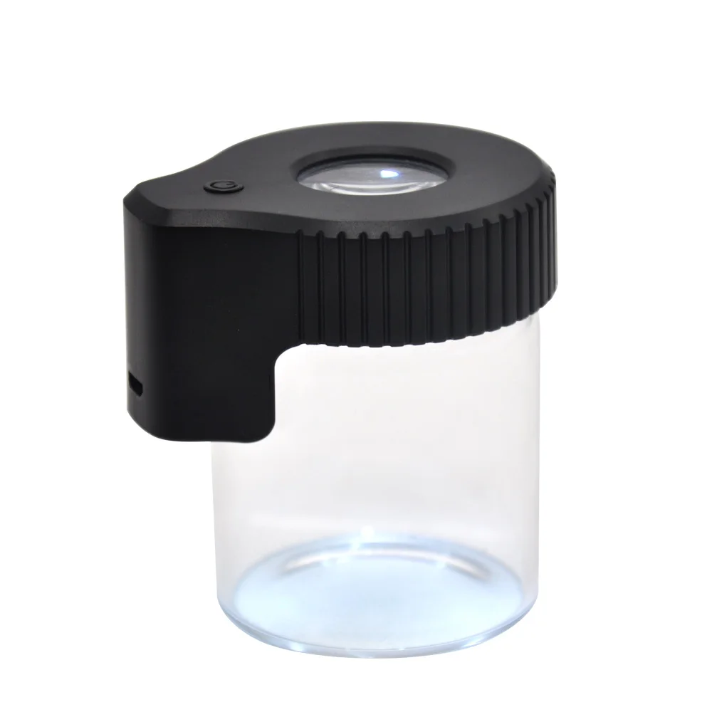 TOPPUFF talpinimo Organiizer Stiklo Šviesos LED hermetišką Didinamąjį Jar Vakuuminio Sandarinimo Plastiko Tablečių Dėžutė Atveju