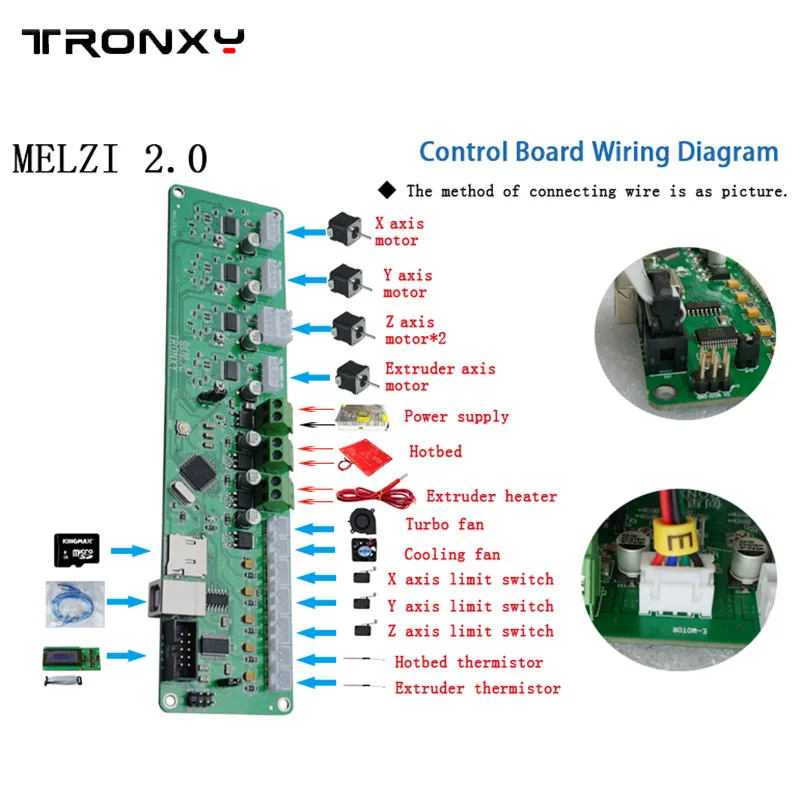Tronxy 3D spausdintuvas Mainboard Melzi 2.0 PCB kortelės ATMEGA 1284P P802M kontrolės valdyba X3A plokštė XY-100 valdytojas Pagrindinės plokštės