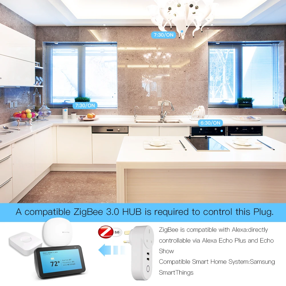 UK ZigBee3.0 Dual USB Belaidžio Lizdo Kištuką SmartThings App Nuotolinio Valdymo Echo Plius Balso Kontrolės Dirbti su Alexa 