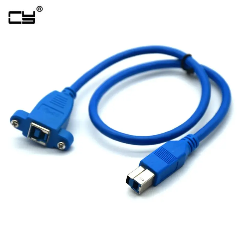USB 3.0 90 laipsnių Teisė B Male į USB 3.0-B Female Adapter Connector Keitiklio Kabelį Su Varžtu Panel Mount Skylių 50cm